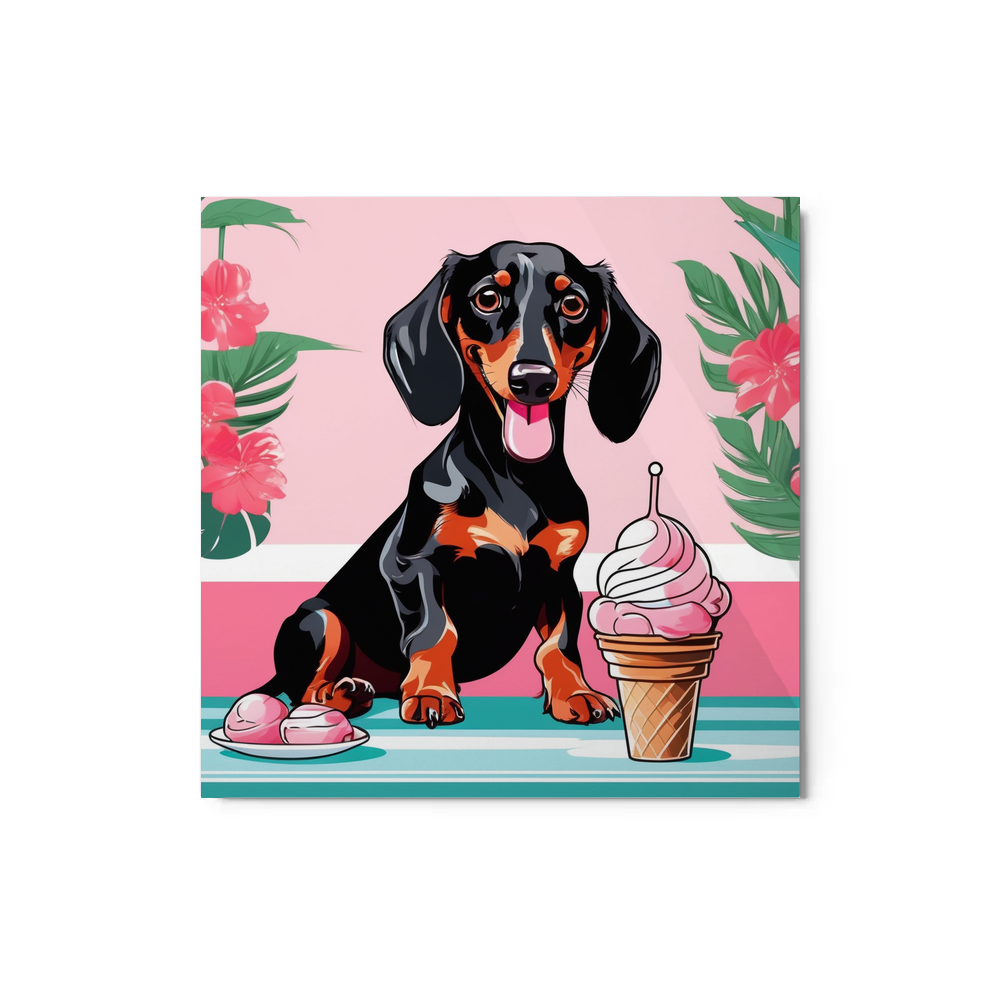 PugMug Custom Black Dachshund Metal Print