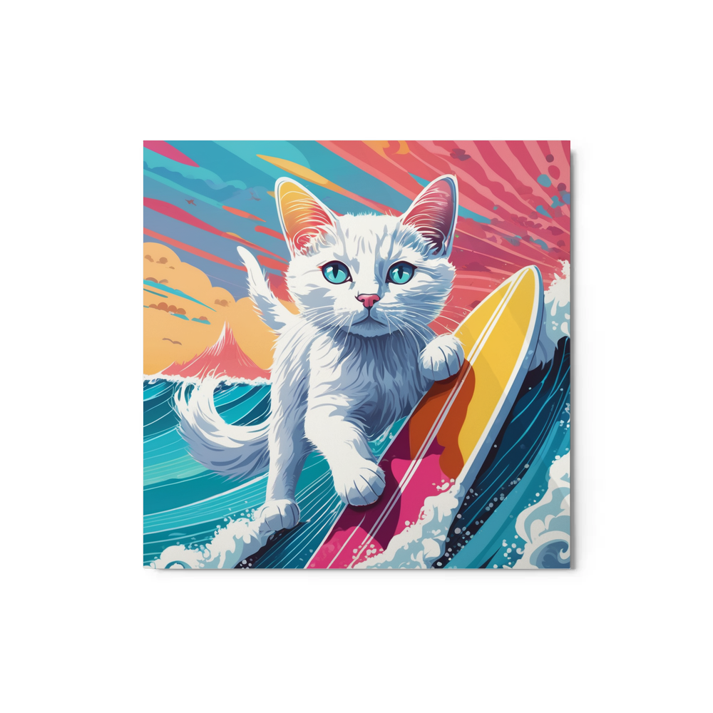 PugMug Custom White Companion Cat Metal Print