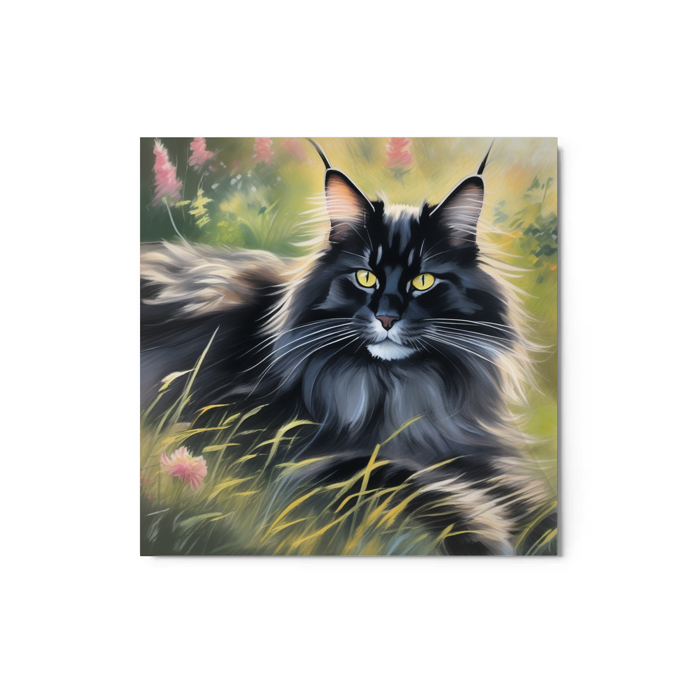 PugMug Custom Black Maine Coon Cat Metal Print