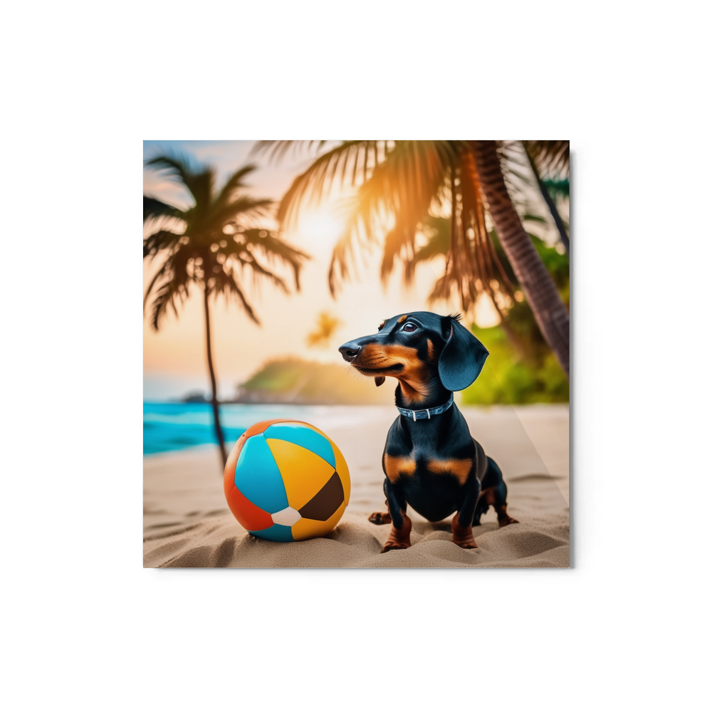 PugMug Custom Black Dachshund Metal Print