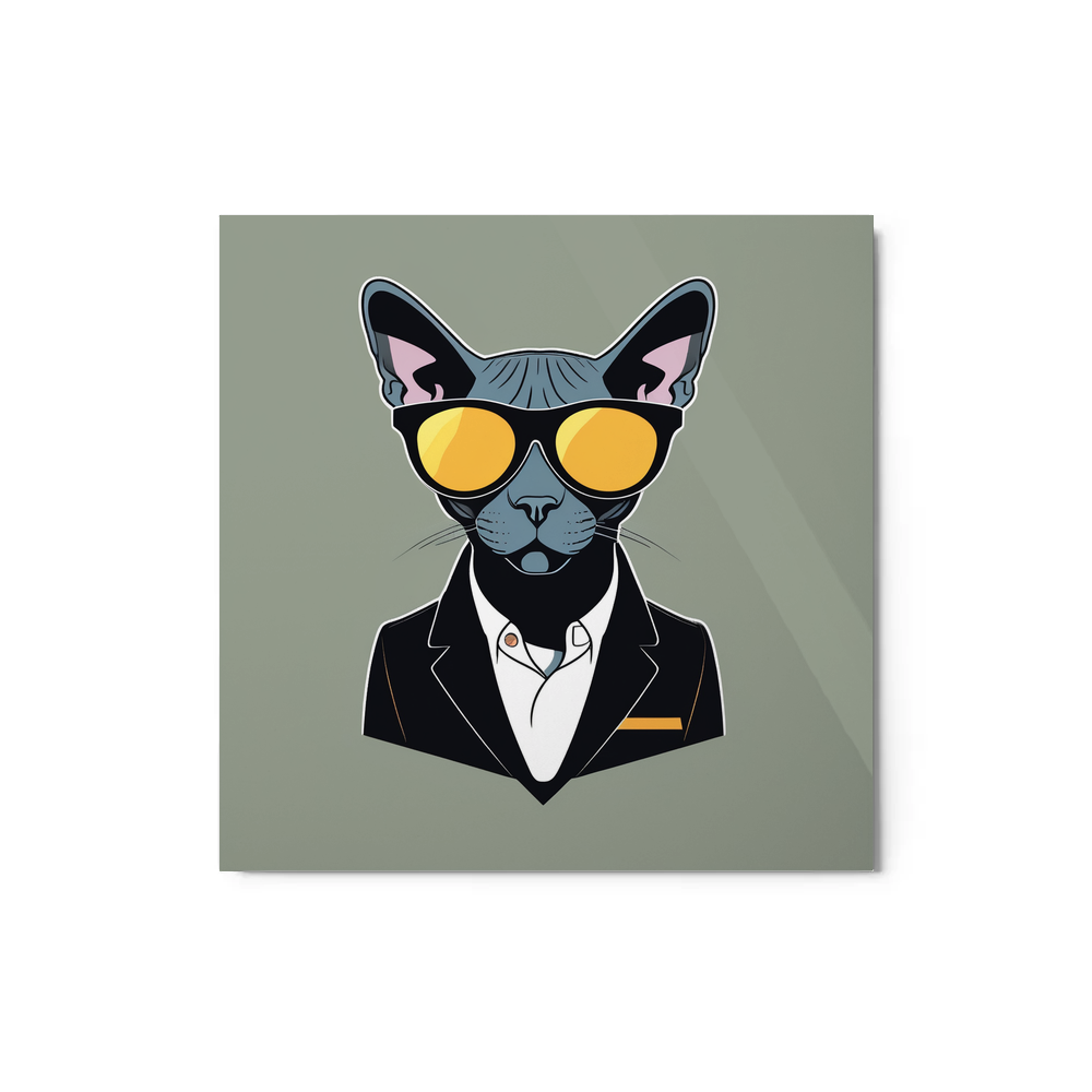 PugMug Custom Black Sphynx Cat Metal Print