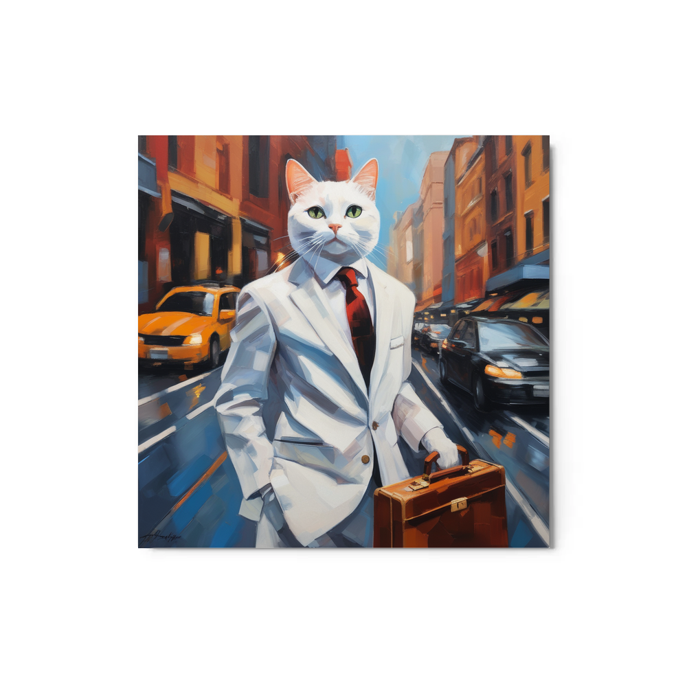 PugMug Custom White Companion Cat Metal Print