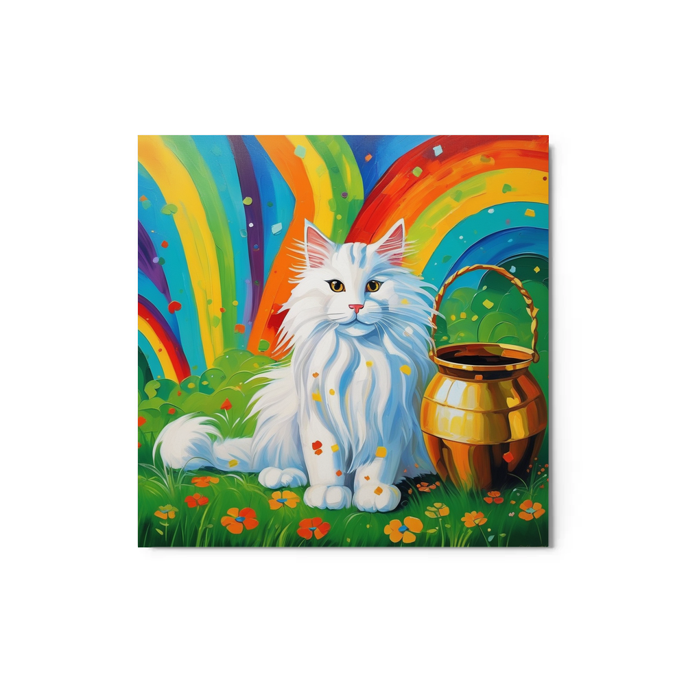 PugMug Custom White Maine Coon Cat Metal Print