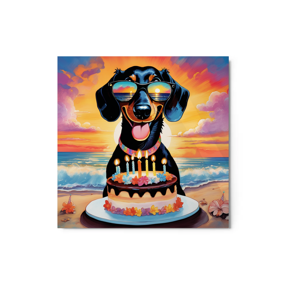 PugMug Custom Black Dachshund Metal Print