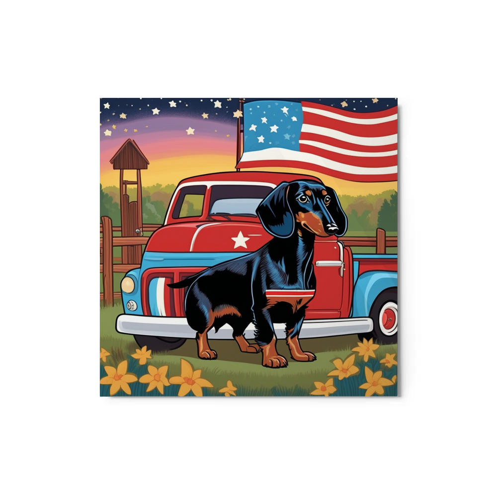 PugMug Custom Black Dachshund Metal Print