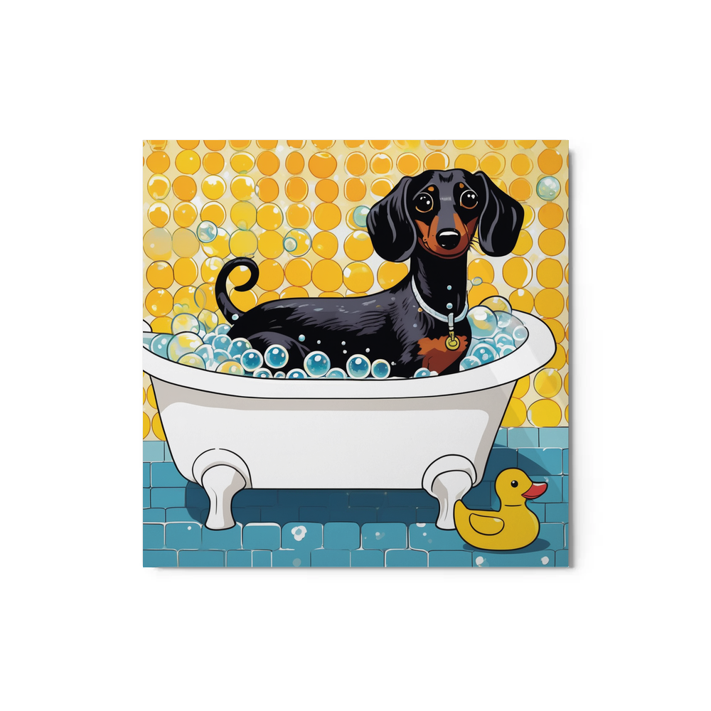 PugMug Custom Black Dachshund Metal Print
