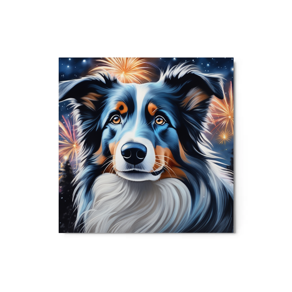 PugMug Custom Blue Merle Border Collie Metal Print