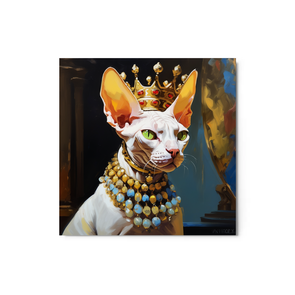 PugMug Custom White Sphynx Cat Metal Print