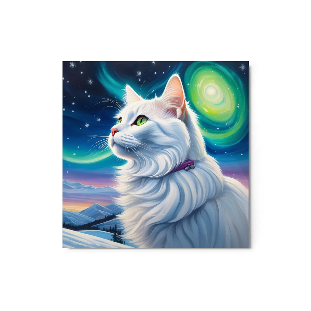 PugMug Custom White Companion Cat Metal Print