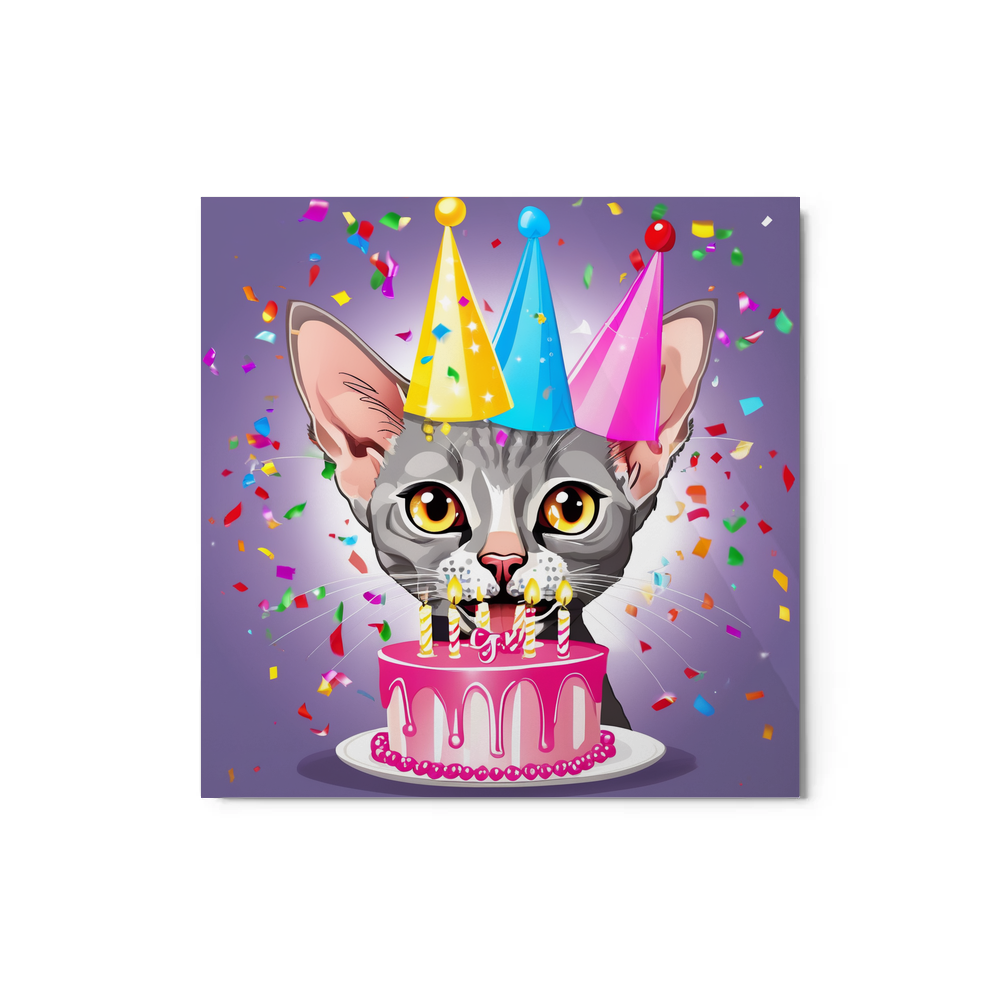 PugMug Custom Tabby Devon Rex Cat Metal Print