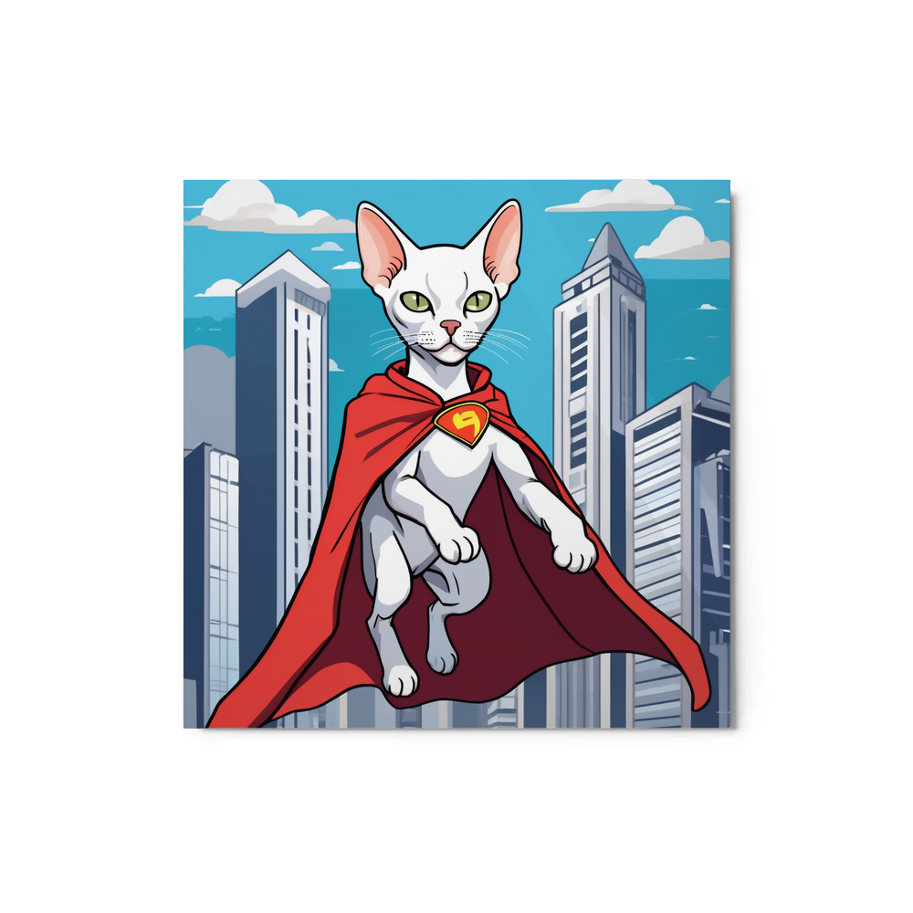 PugMug Custom White Devon Rex Cat Metal Print