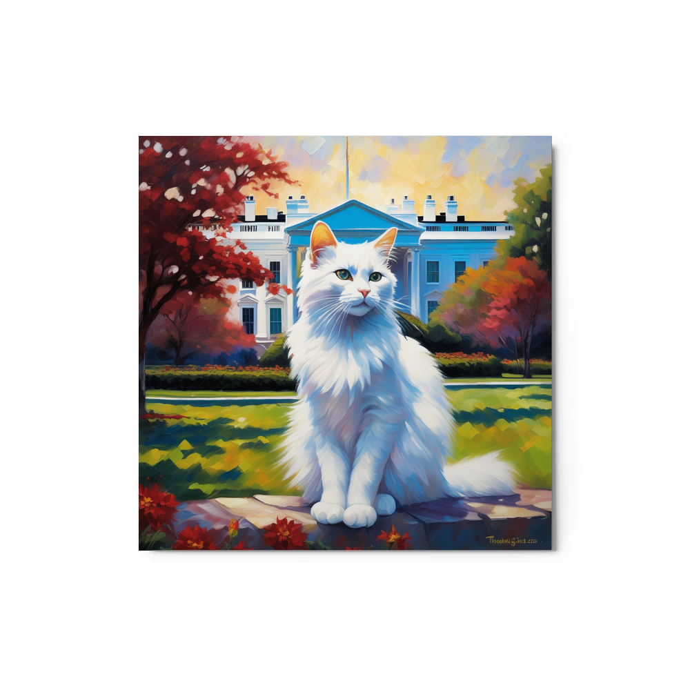 PugMug Custom White Companion Cat Metal Print