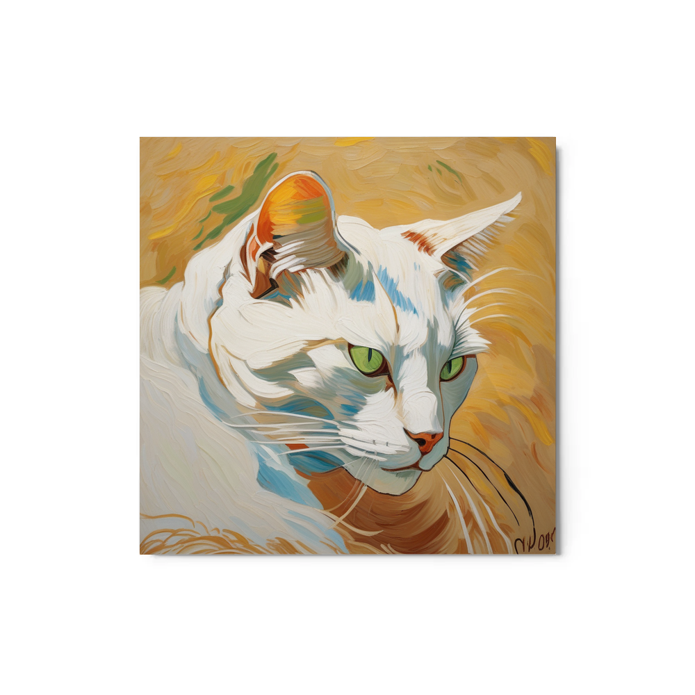 PugMug Custom White Companion Cat Metal Print