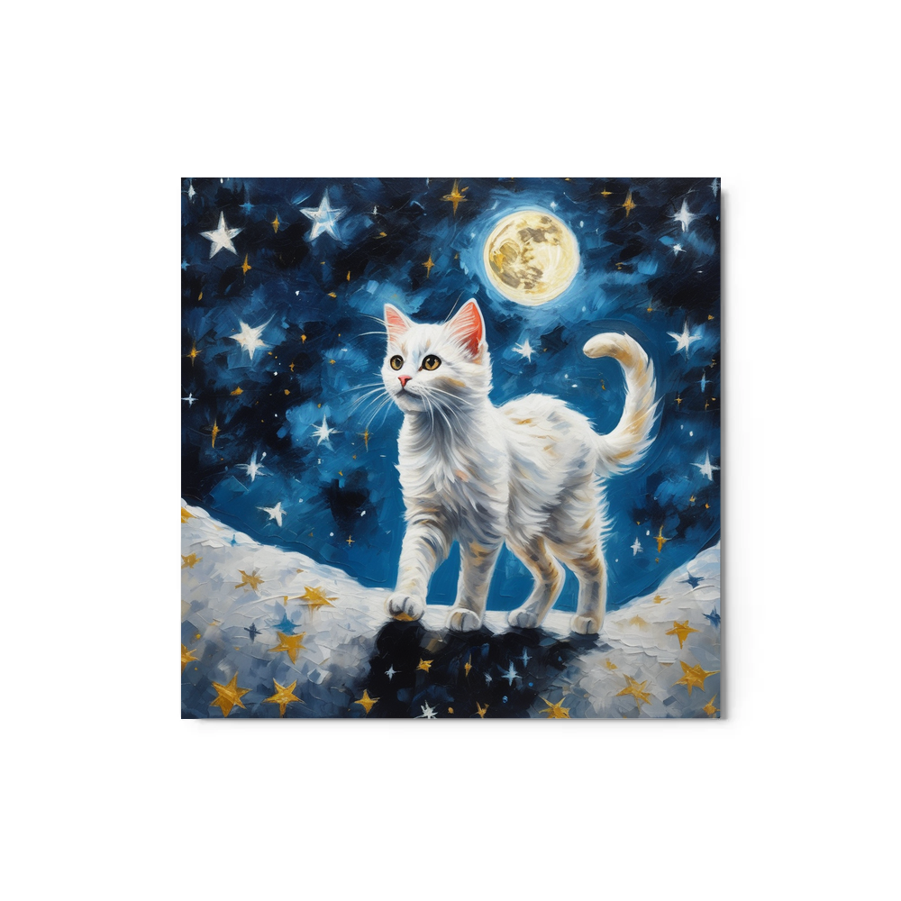 PugMug Custom White Companion Cat Metal Print