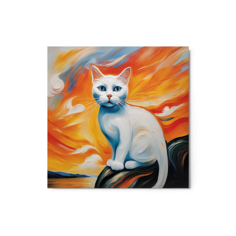 PugMug Custom White Companion Cat Metal Print