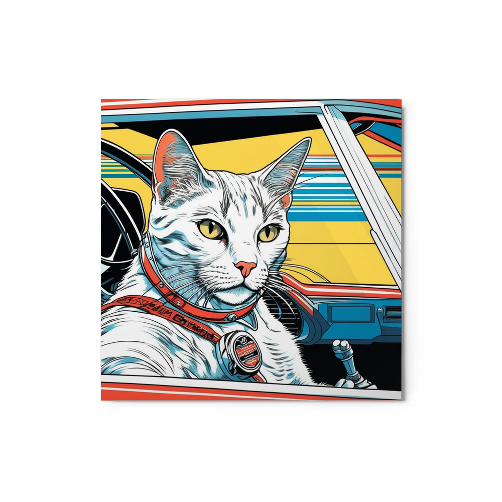 PugMug Custom White Companion Cat Metal Print