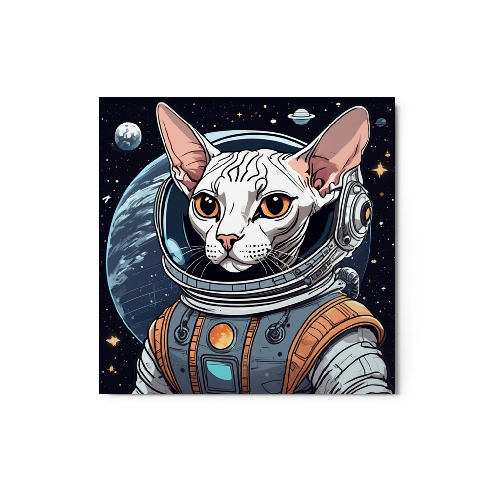 PugMug Custom Black Sphynx Cat Metal Print