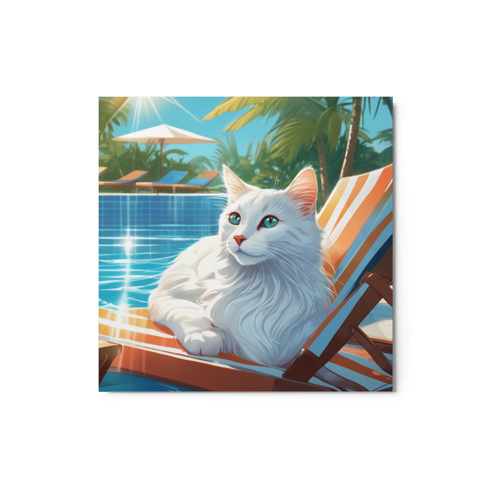 PugMug Custom White Companion Cat Metal Print