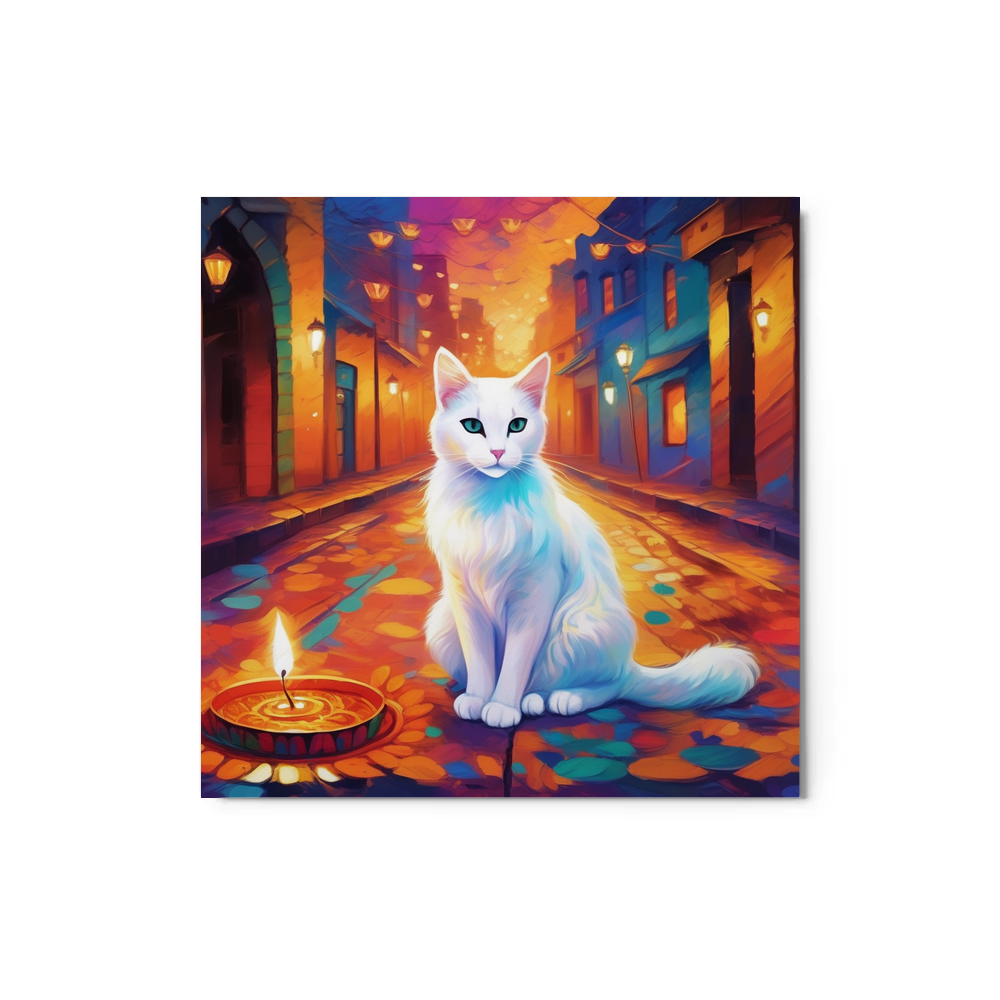 PugMug Custom White Companion Cat Metal Print