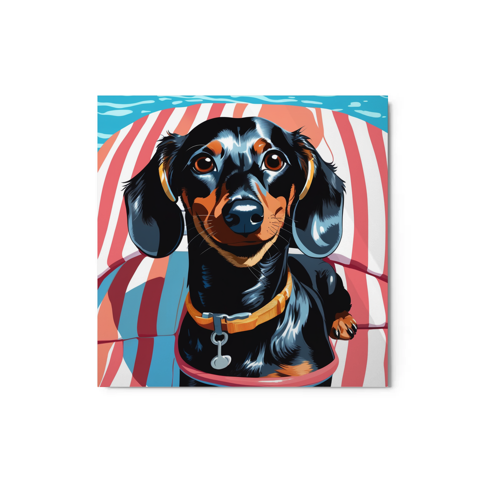 PugMug Custom Black Dachshund Metal Print