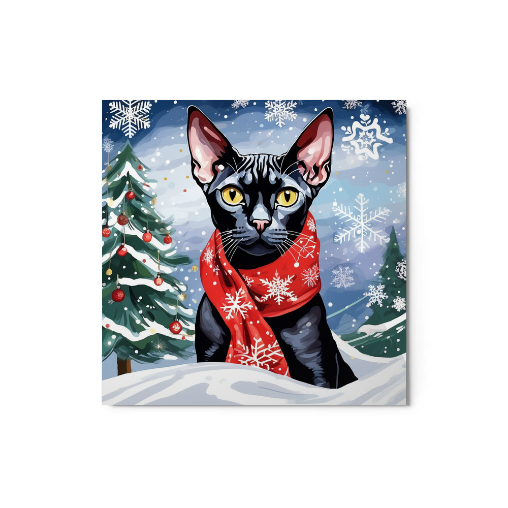 PugMug Custom Black Sphynx Cat Metal Print