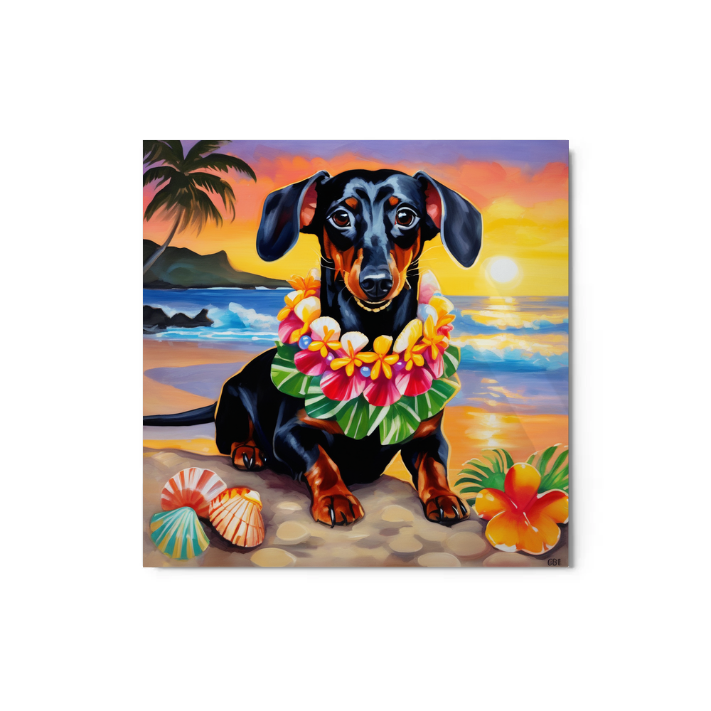 PugMug Custom Black Dachshund Metal Print