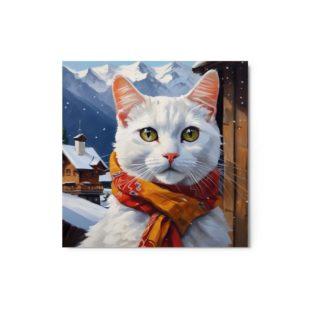 PugMug Custom White Companion Cat Metal Print