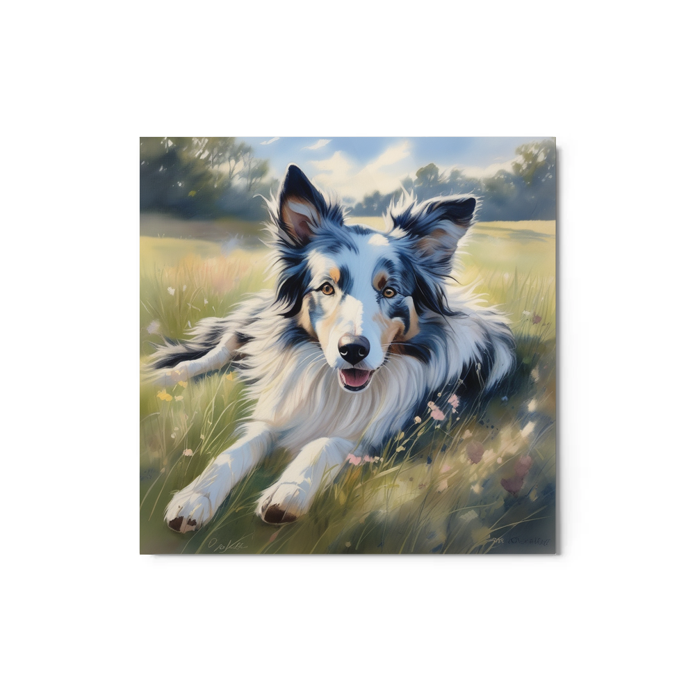 PugMug Custom Blue Merle Border Collie Metal Print