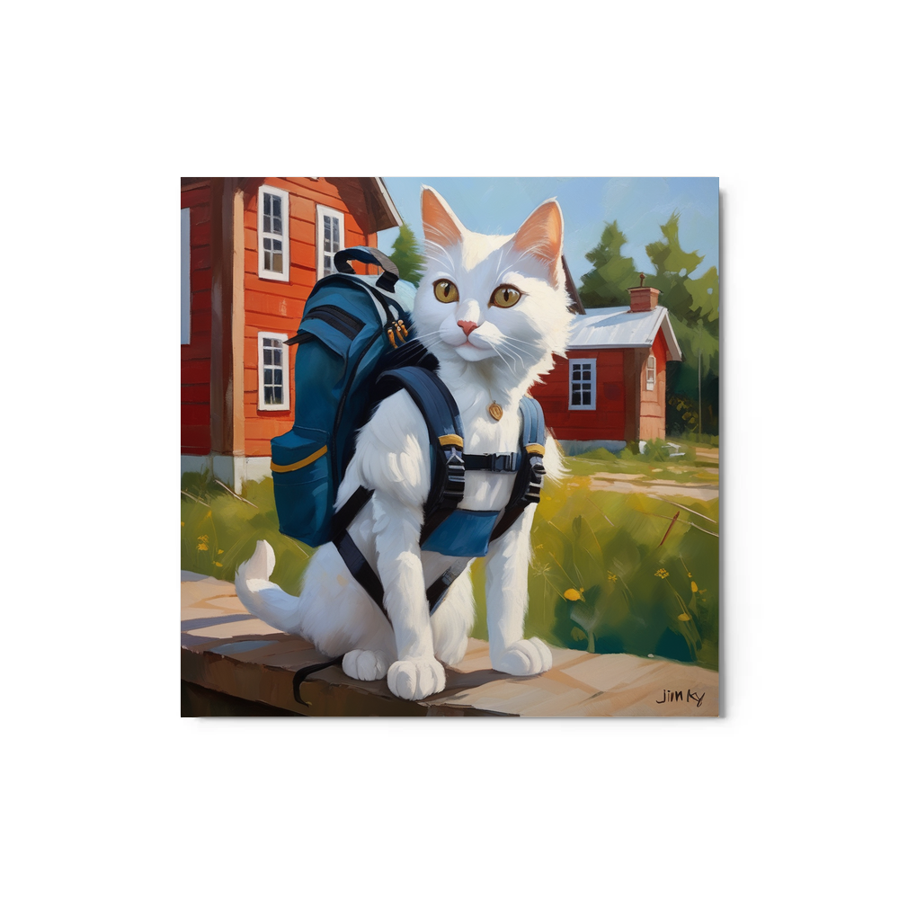 PugMug Custom White Companion Cat Metal Print