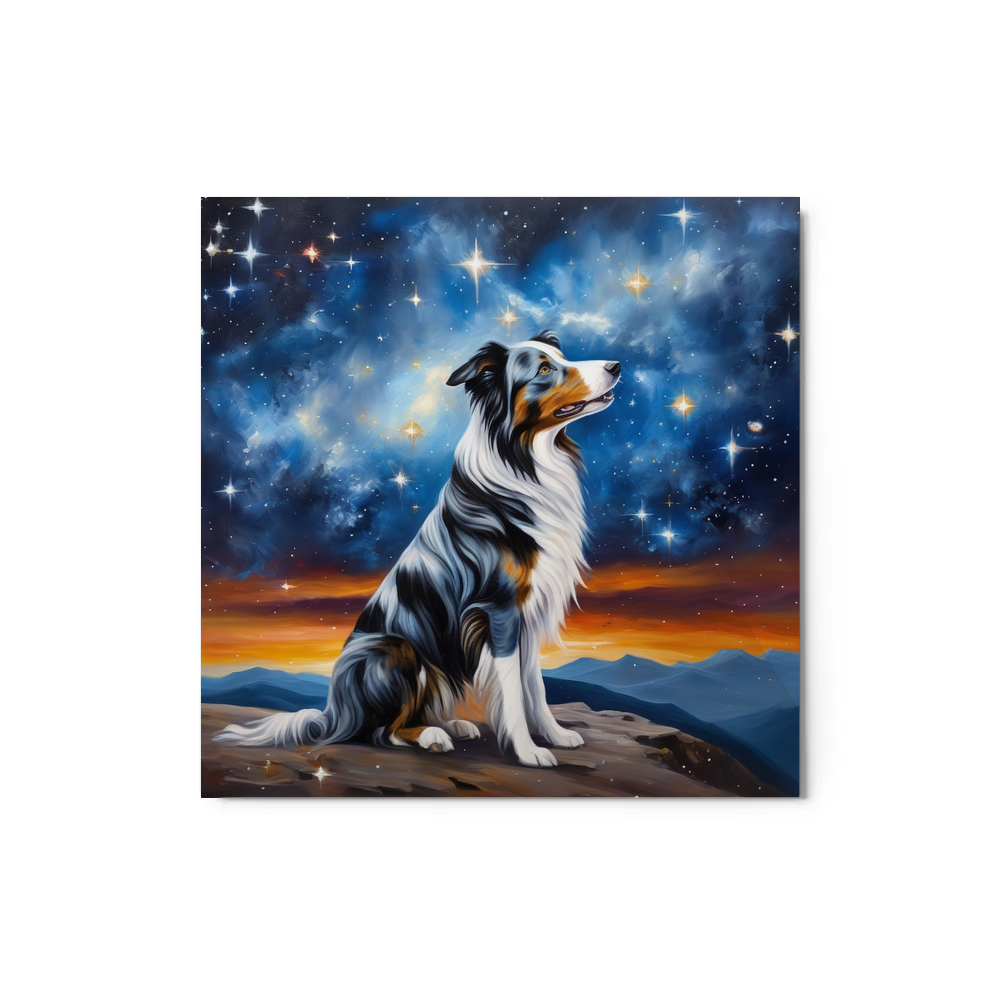 PugMug Custom Blue Merle Border Collie Metal Print
