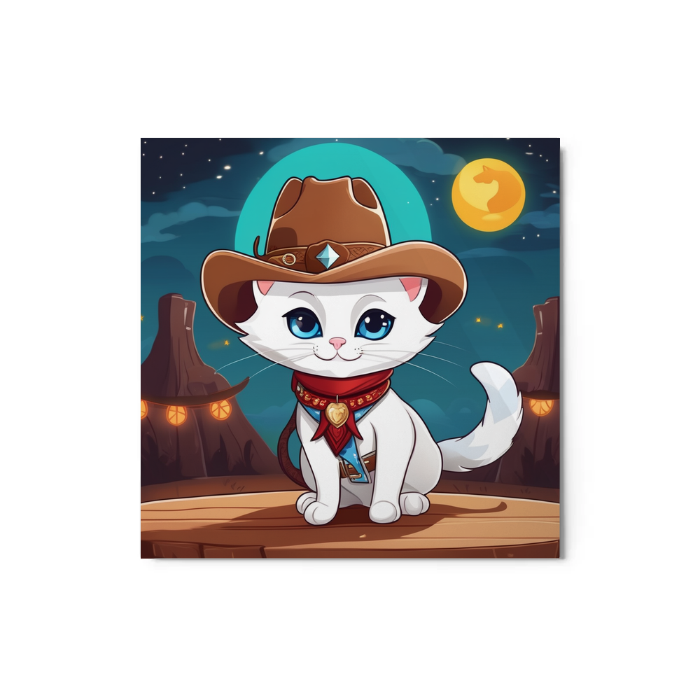 PugMug Custom White Companion Cat Metal Print