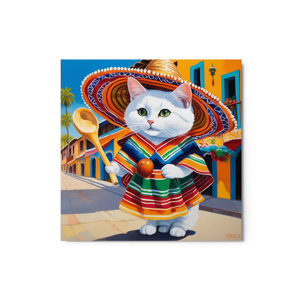 PugMug Custom White Companion Cat Metal Print