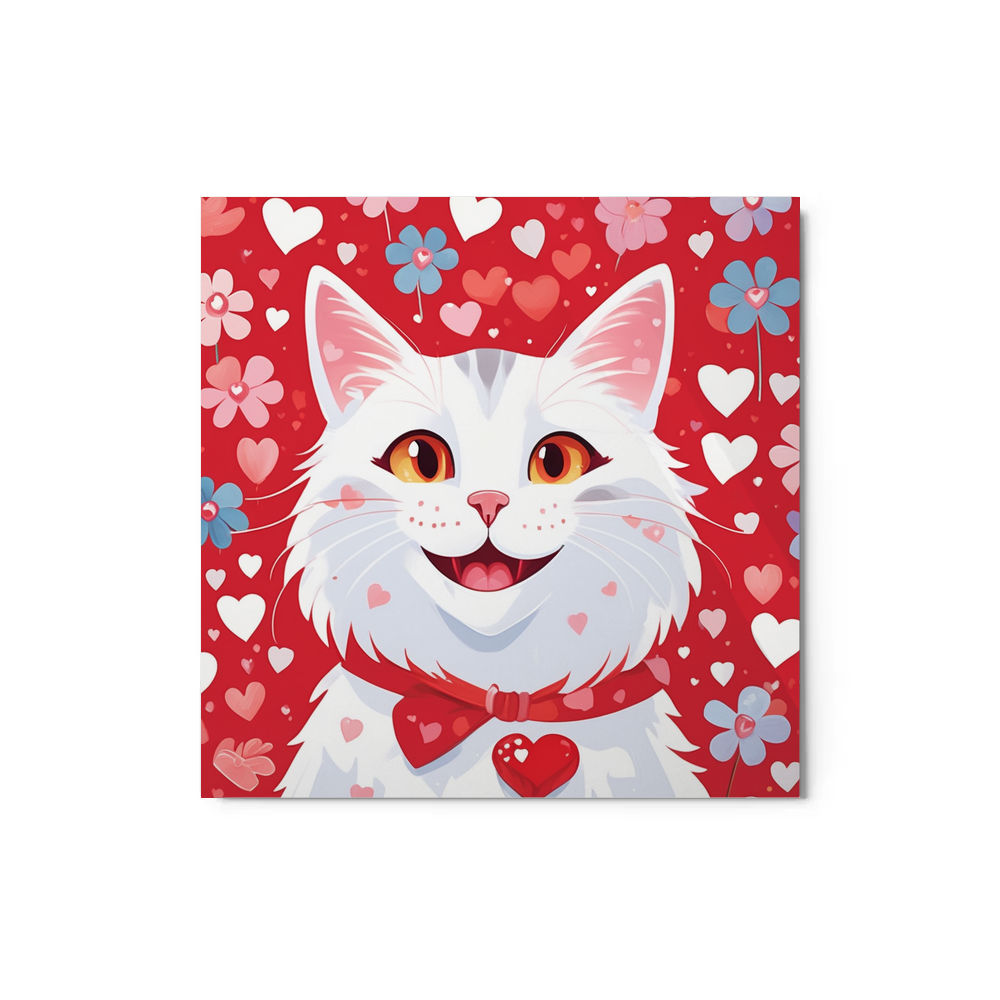 PugMug Custom White Companion Cat Metal Print