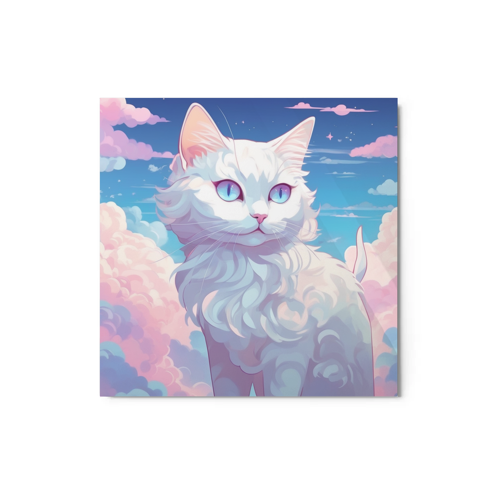 PugMug Custom White Companion Cat Metal Print