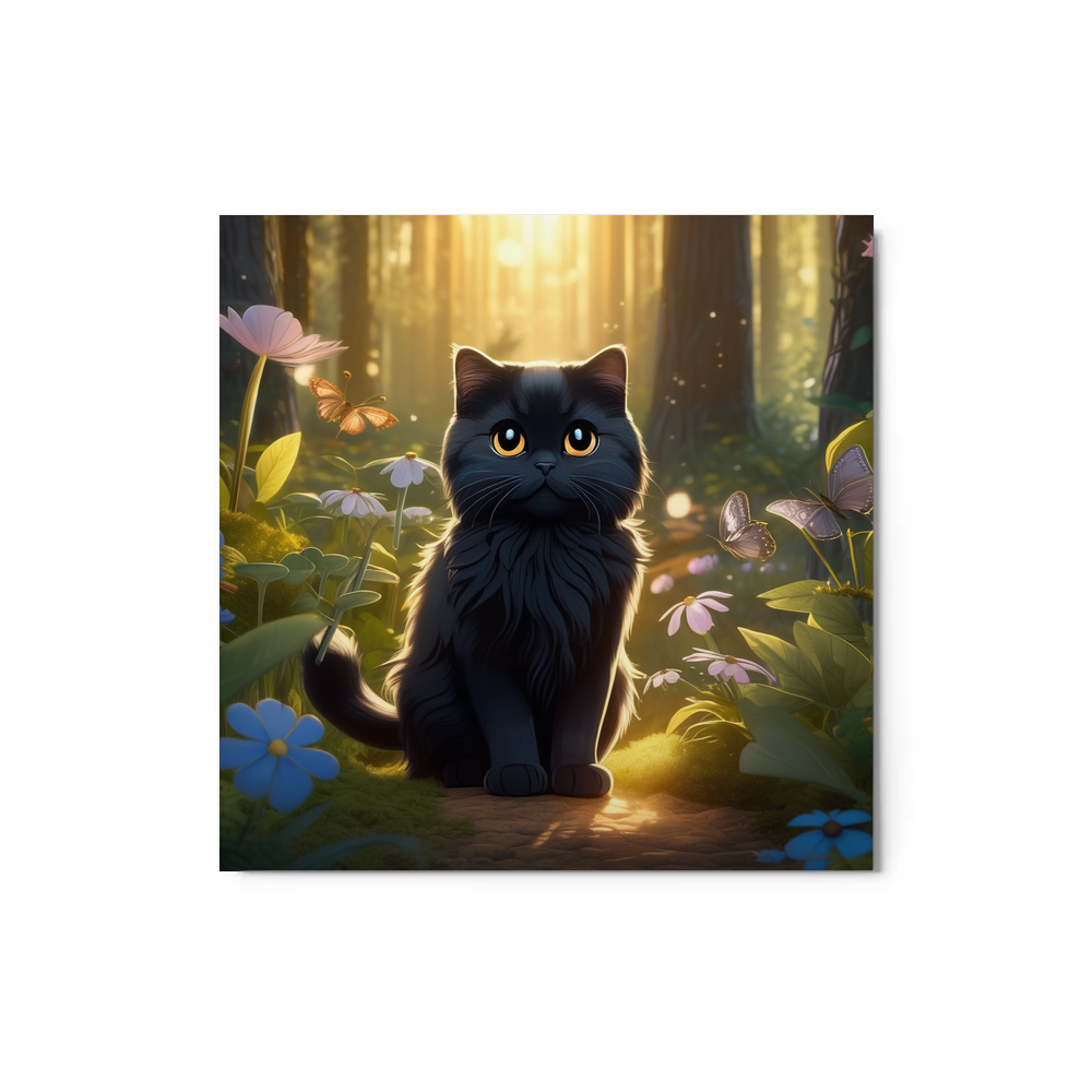 PugMug Custom Black Scottish Fold Cat Metal Print