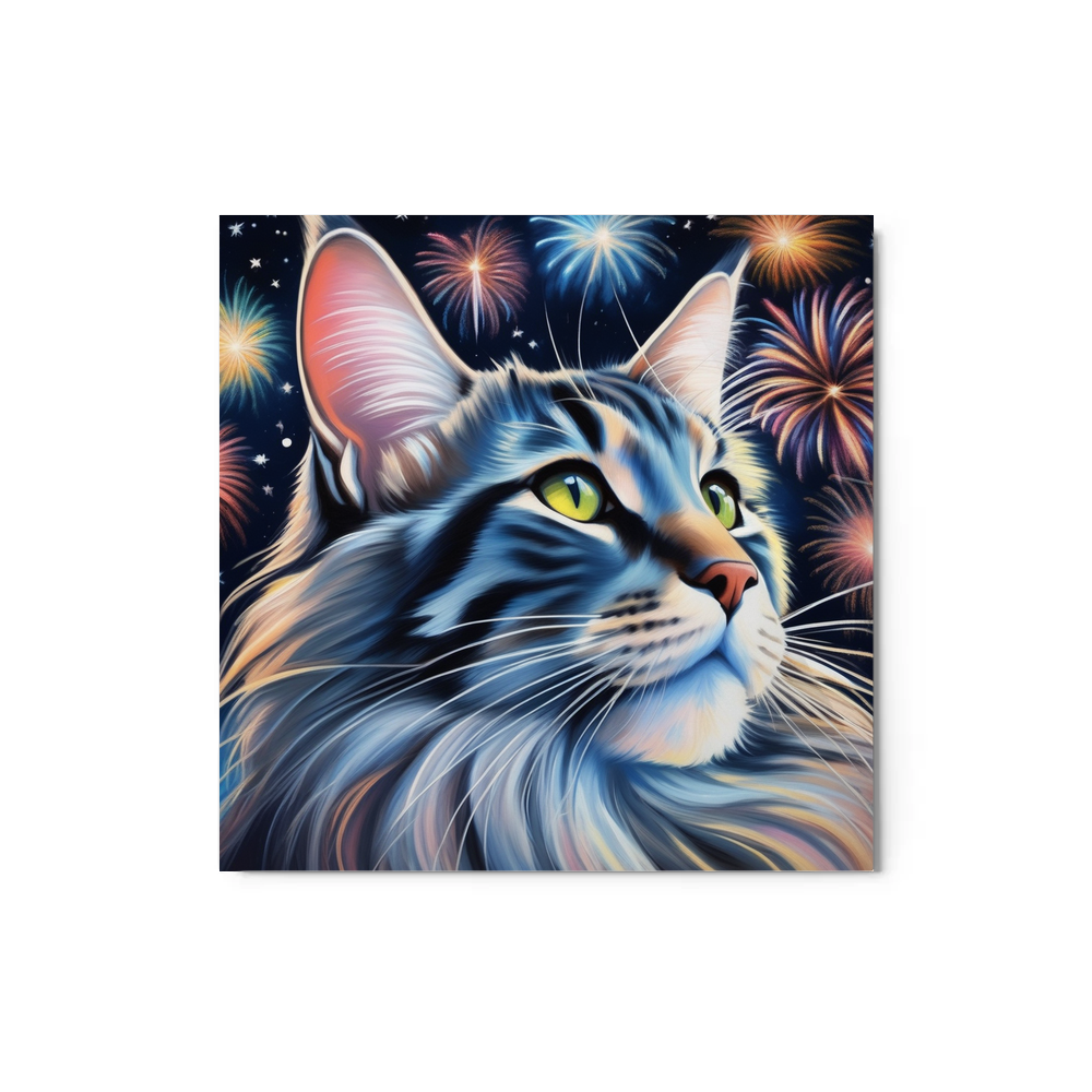 PugMug Custom Tabby Maine Coon Cat Metal Print