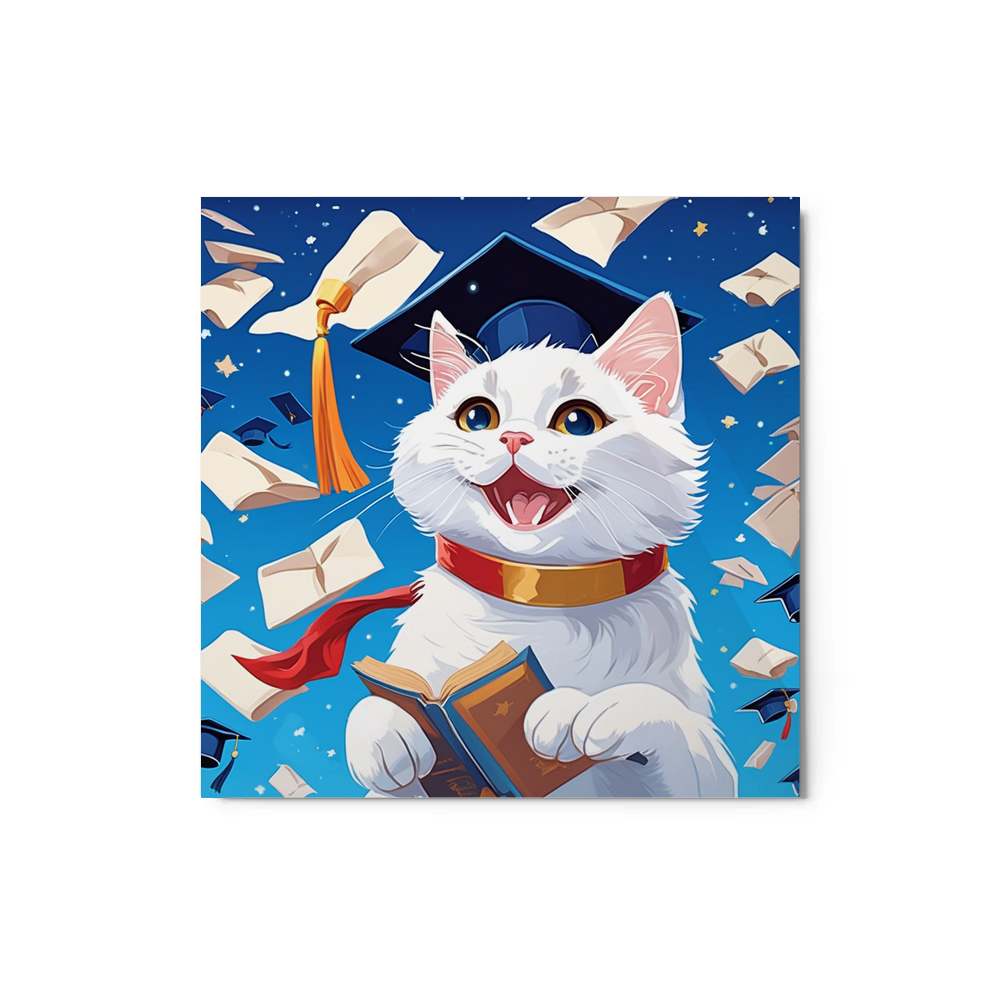 PugMug Custom White Companion Cat Metal Print