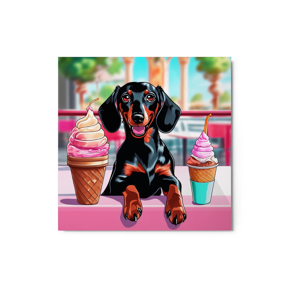 PugMug Custom Black Dachshund Metal Print