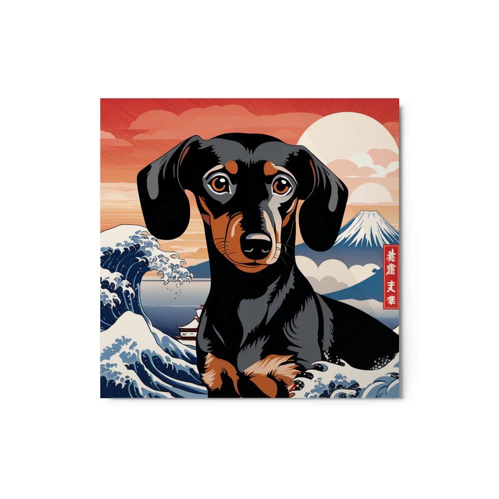 PugMug Custom Black Dachshund Metal Print