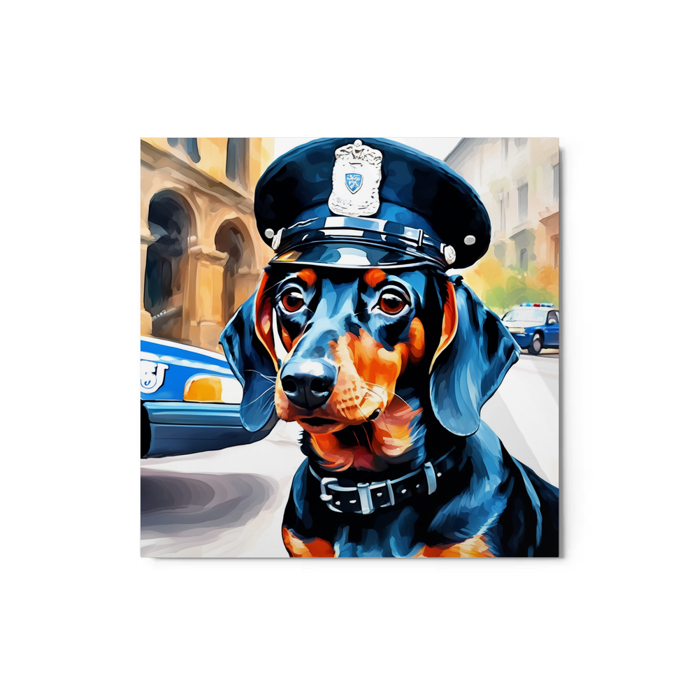 PugMug Custom Black Dachshund Metal Print