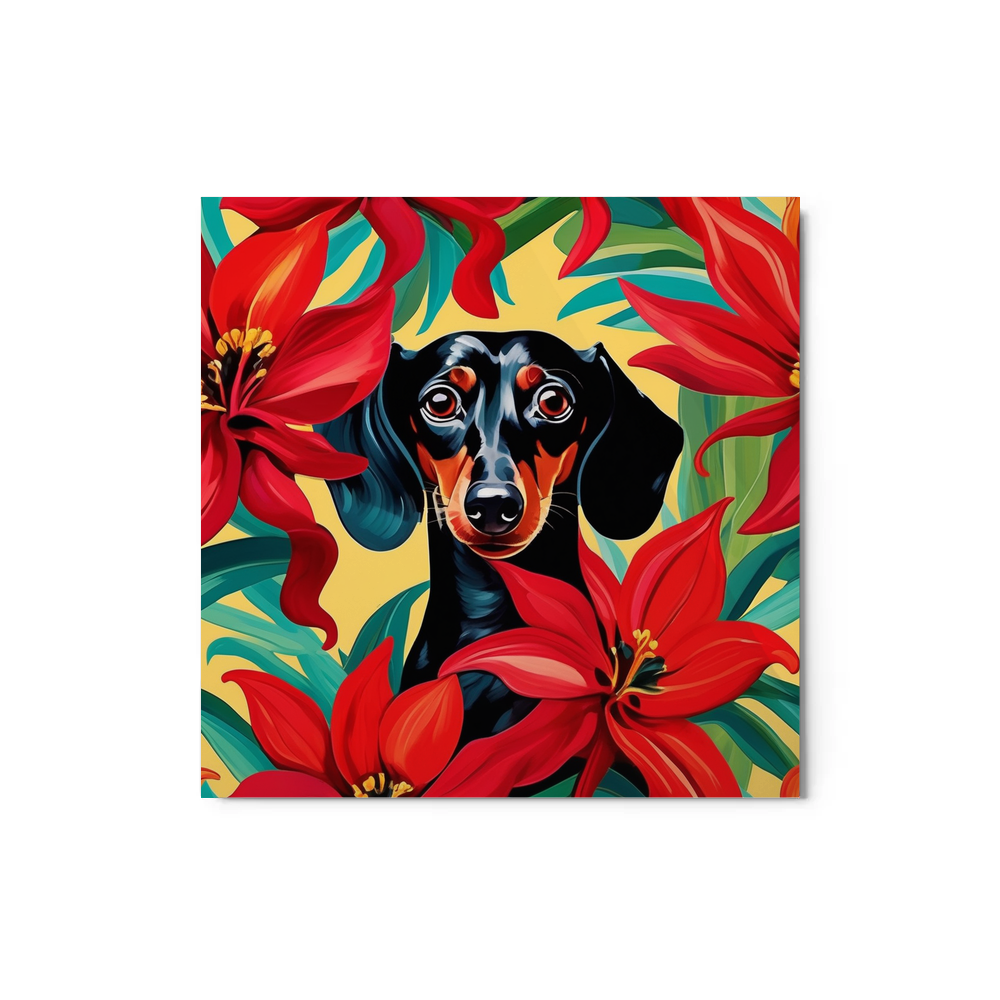 PugMug Custom Black Dachshund Metal Print