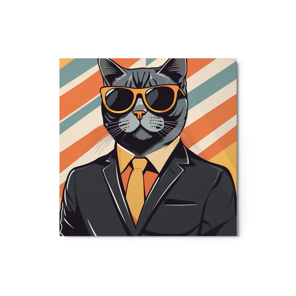 PugMug Custom Black British Shorthair Cat Metal Print