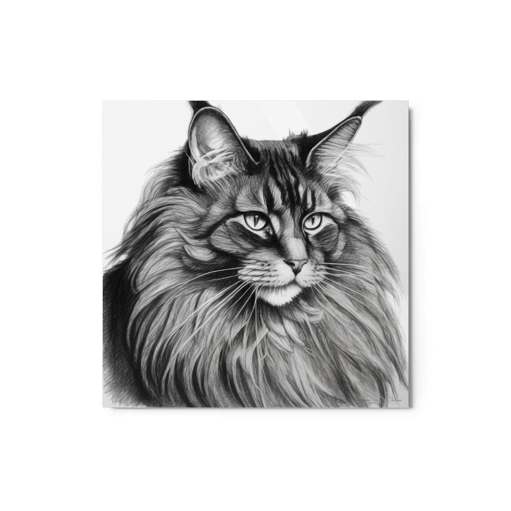 PugMug Custom Black Maine Coon Cat Metal Print