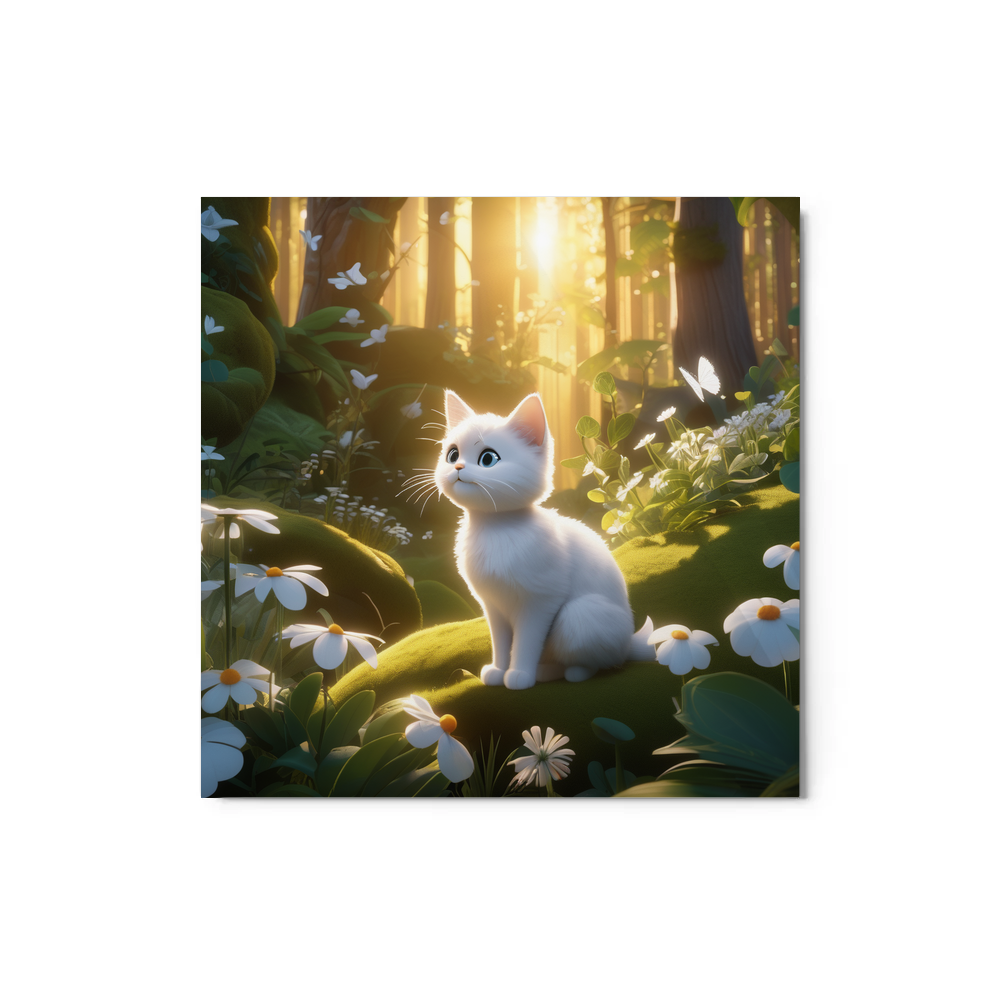 PugMug Custom White Companion Cat Metal Print