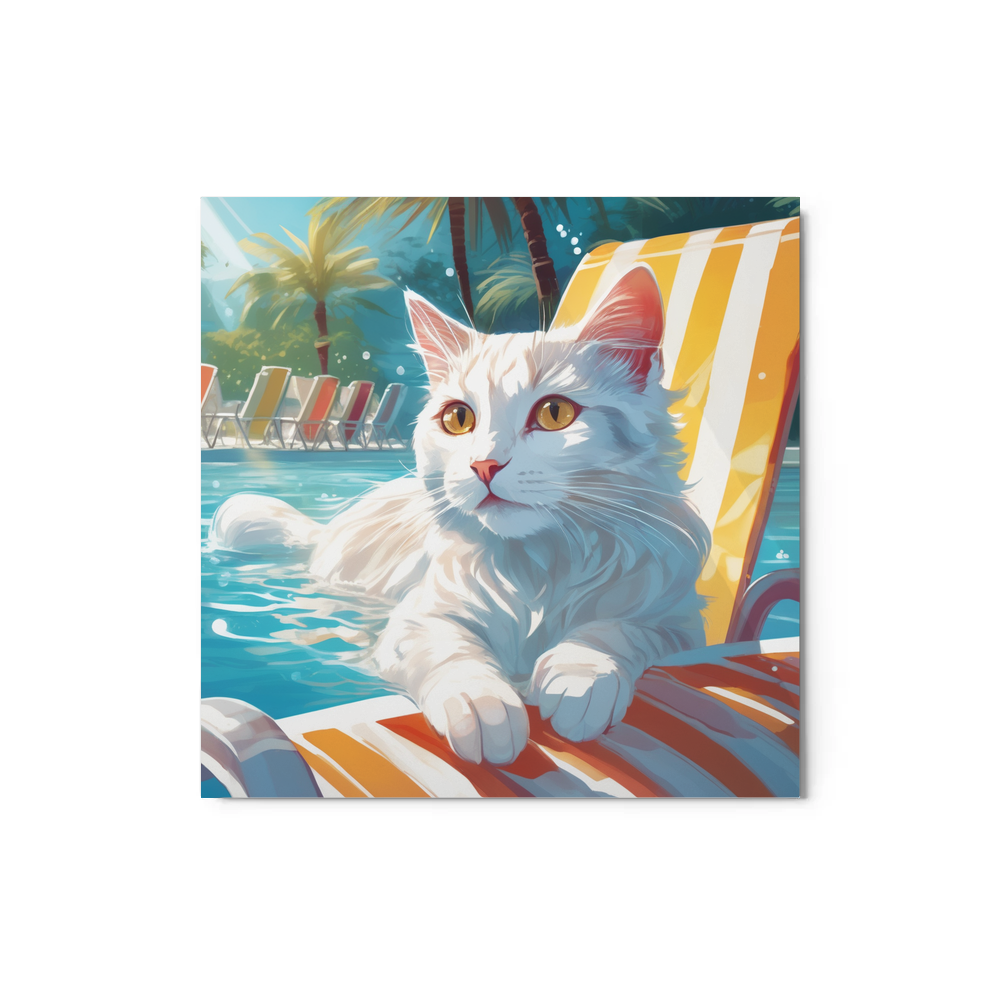 PugMug Custom White Companion Cat Metal Print
