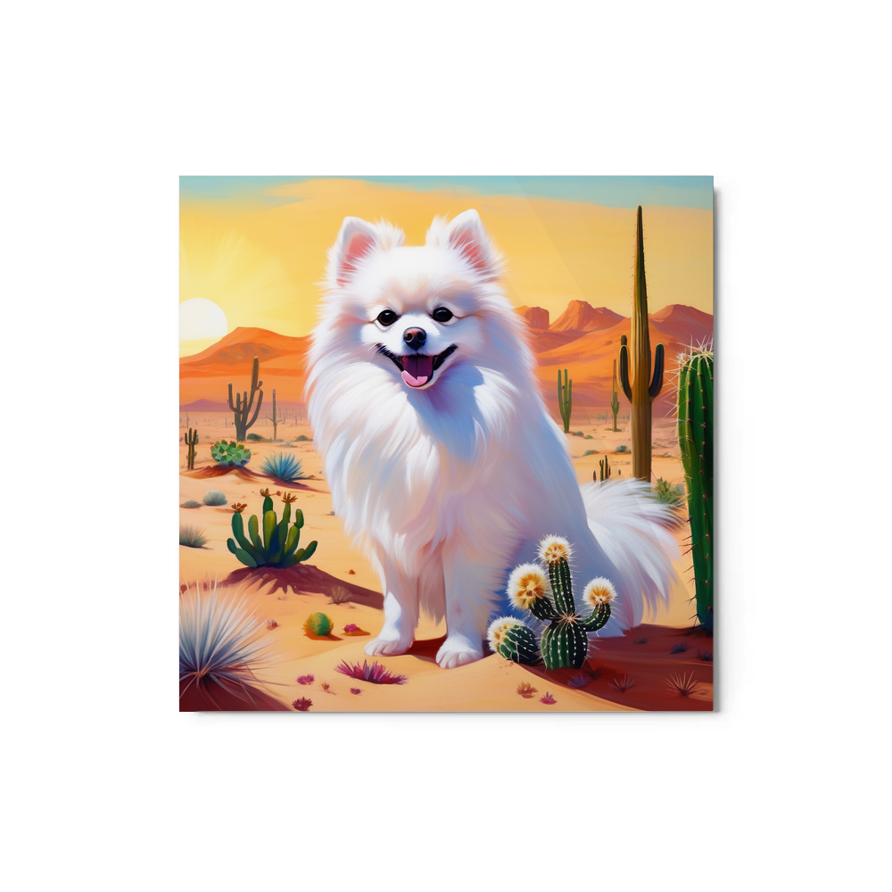 PugMug Custom White Pomeranian Metal Print