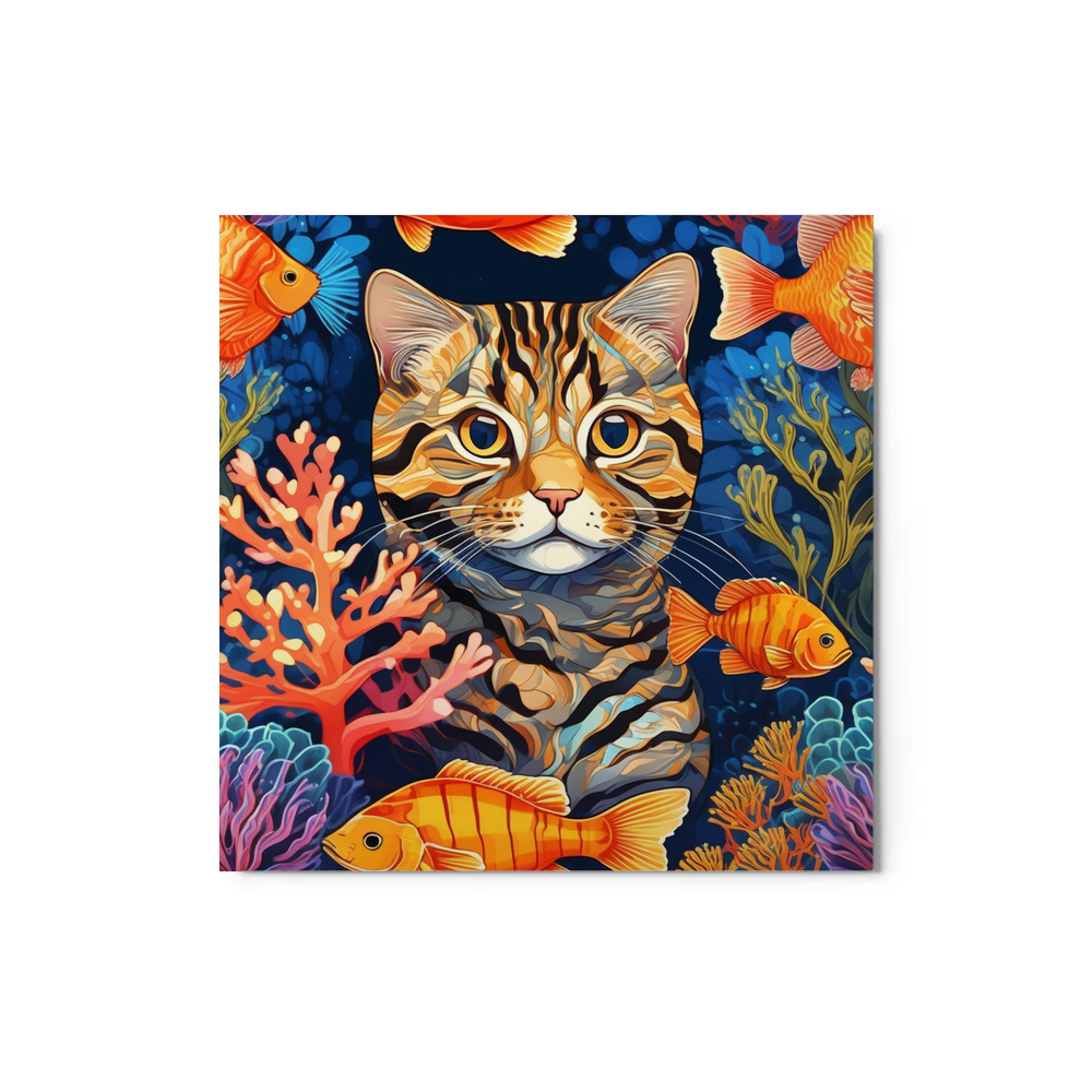 PugMug Custom Tabby Scottish Fold Cat Metal Print