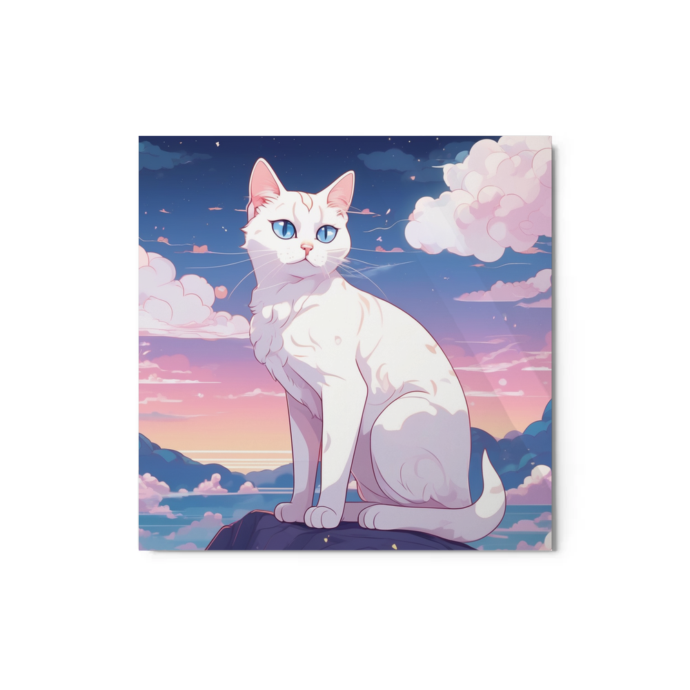 PugMug Custom White Companion Cat Metal Print