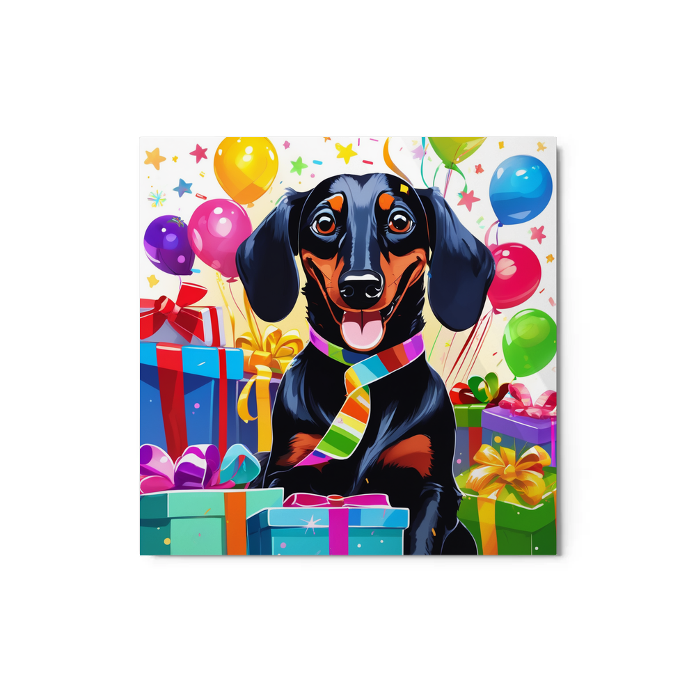 PugMug Custom Black Dachshund Metal Print