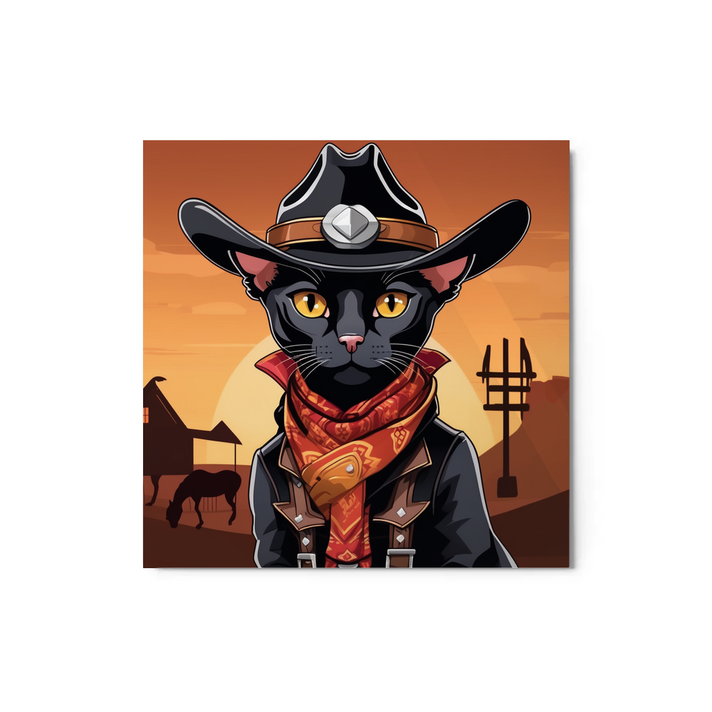 PugMug Custom Black Devon Rex Cat Metal Print